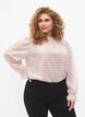 Bluse med lange ermer og mønstret tekstur, Whisper Pink, Model image number 0