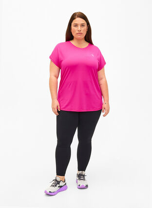 Kortermet trenings-T-skjorte, Neon Pink Glo, Model image number 2
