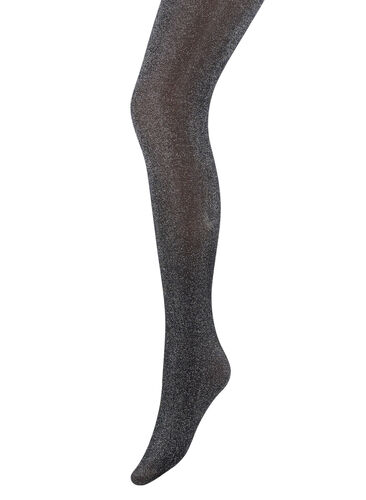 Glitterstrømpebukser i 50 denier, Black w. Silver, Packshot image number 0