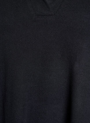 Zizzi Jerseybluse med krage og korte ermer, Svart, Packshot image number 2