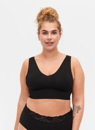 Sømløs BH med V-hals, Black, Model