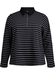 Stripete poloskjorte med glidelås, Black Stripe