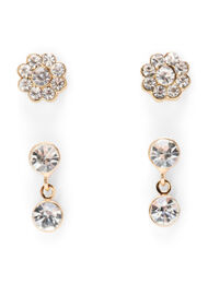 2 par øredobber med strass , Gold w. Pearl, Packshot
