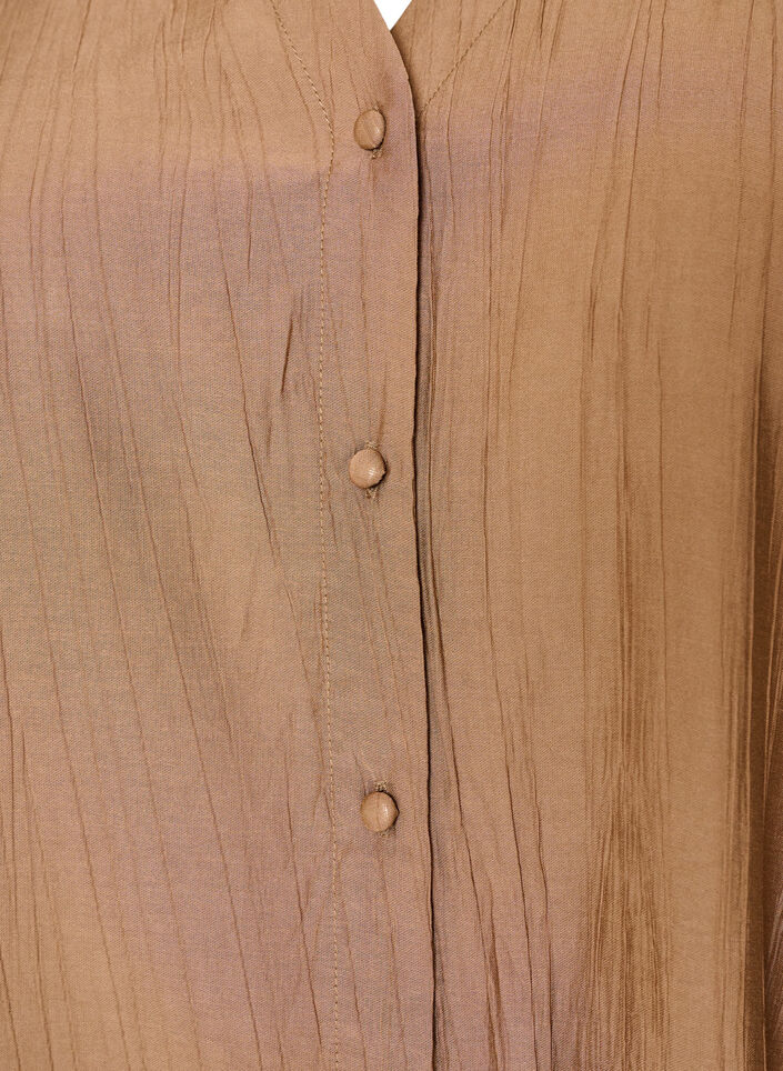 Viskosebluse med knapper og tekstur, Brun, Packshot image number 2