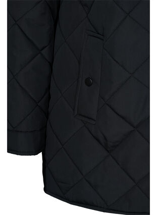 Kort quiltet jakke med krage, Black, Packshot image number 3