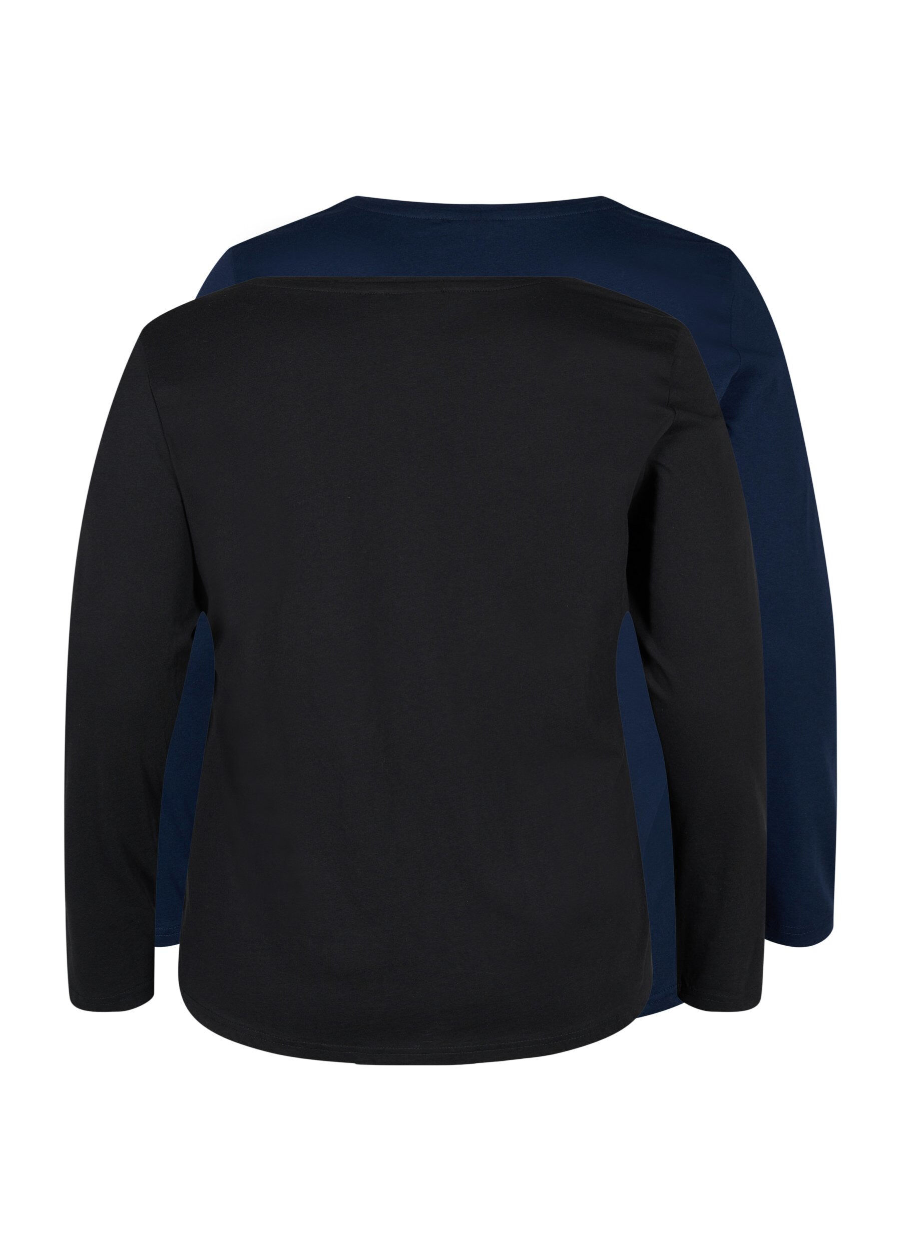 Zizzi Basisgenser i bomull, 2 stk., Black/Navy B, Packshot image number 1