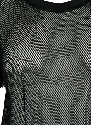 Nettingbluse med korte ermer, Black, Packshot image number 2