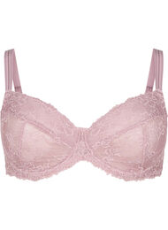 Heldekkende BH i mesh med blonder, Rose Taupe