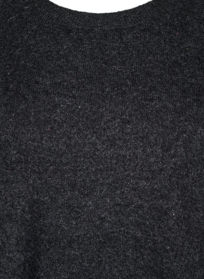 Strikket topp med ull og splitter, Dark Grey Melange, Packshot image number 2