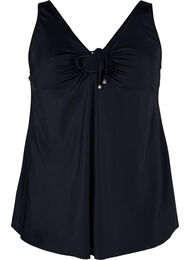 Ensfarget tankini med snøredetaljer, Black