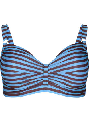 Bikini-BH med bøyler og trykk, BlueBrown Stripe AOP, Packshot image number 0