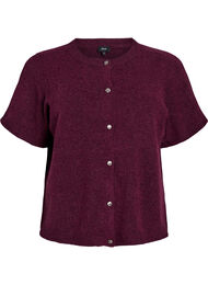 Strikket cardigan med korte ermer, M&oslash;rk Bordeaux