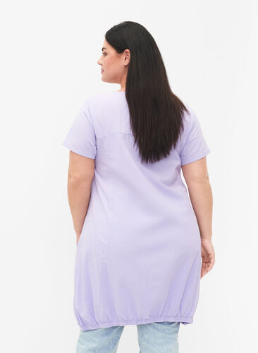 Kortermet kjole i bomull, Lavender, Model image number 1