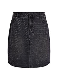 Kort denimskjørt med rhinsteiner, Grey Denim