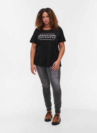 T-skjorte i bomull med trykk, Black/Magnificent, Model image number 2