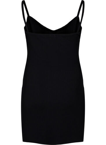 Kjole med stropper og ribb, Black, Packshot image number 1