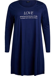 Langermet nattkjole i økologisk bomull, Blå