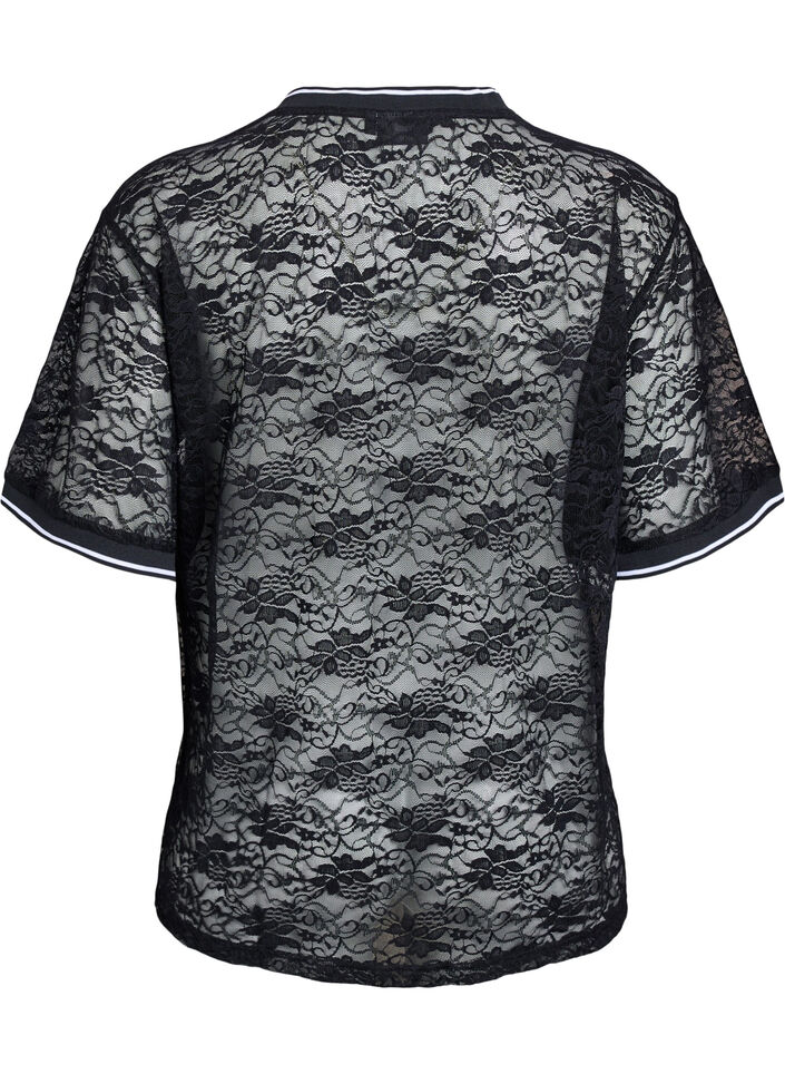 Sporty blonde t-skjorte med løs passform, Black Bright White, Packshot