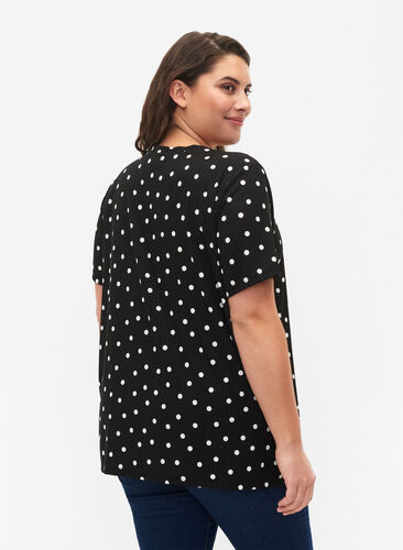 FLASH - Mønstret T-skjorte med V-hals, Black Dot, Model image number 1