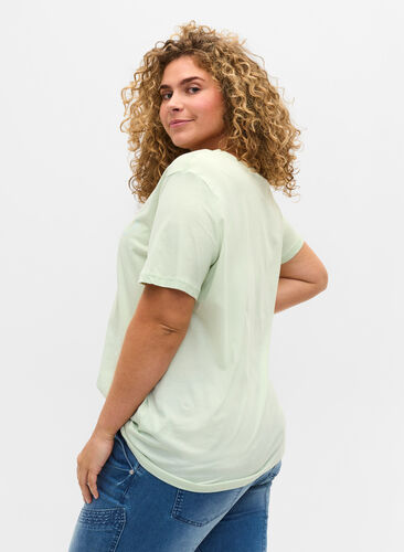 Kortermet T-skjorte i bomull med trykk, Spray Day Dreamer, Model image number 1