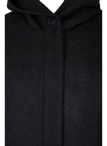 Frakk i A-linje med hette, Black, Packshot image number 2