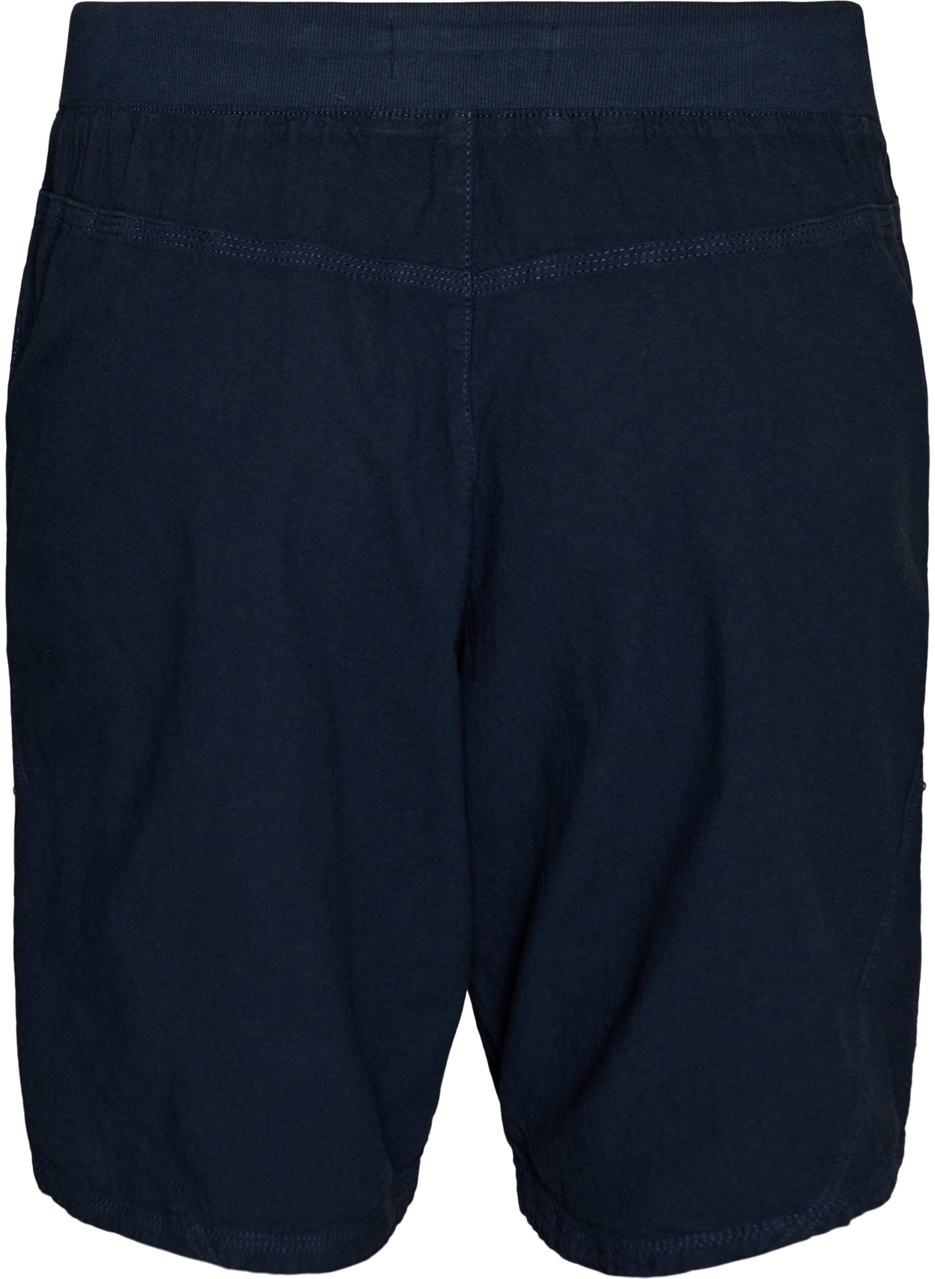 Zizzi L&oslash;s shorts av bomull med lommer, Bl&aring;, Packshot image number 1