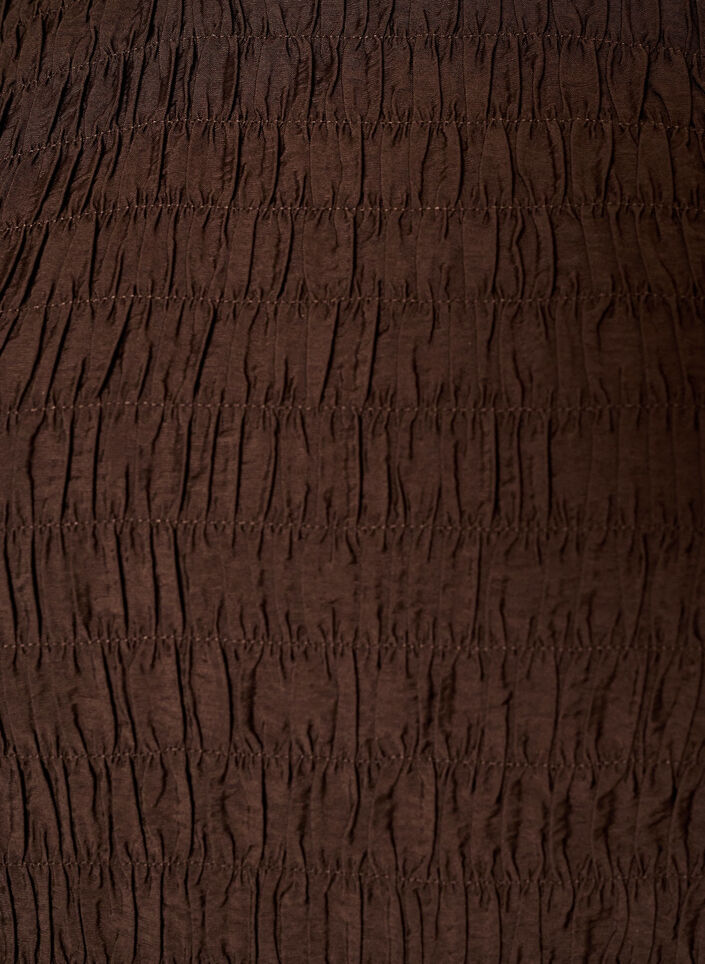 Bluse med smock og lange ermer, Brun, Packshot image number 2