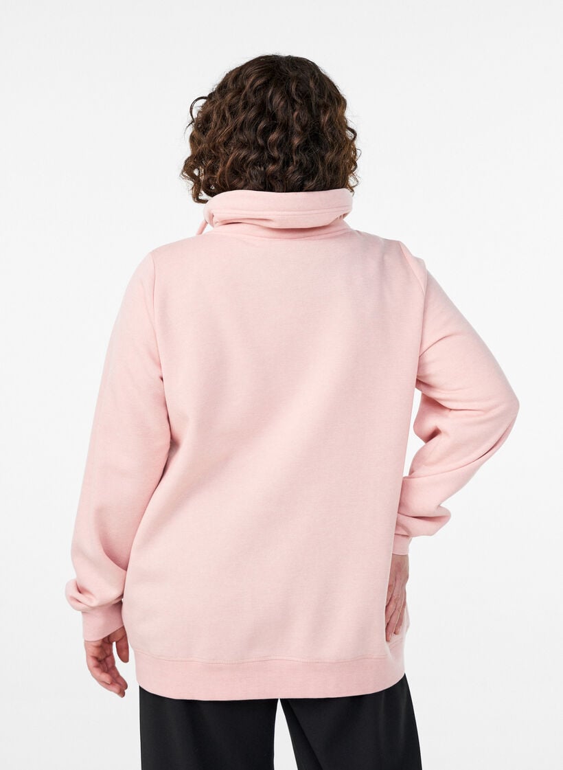 Genser med h&oslash;y hals og lommer, Rosa, Model image number 2