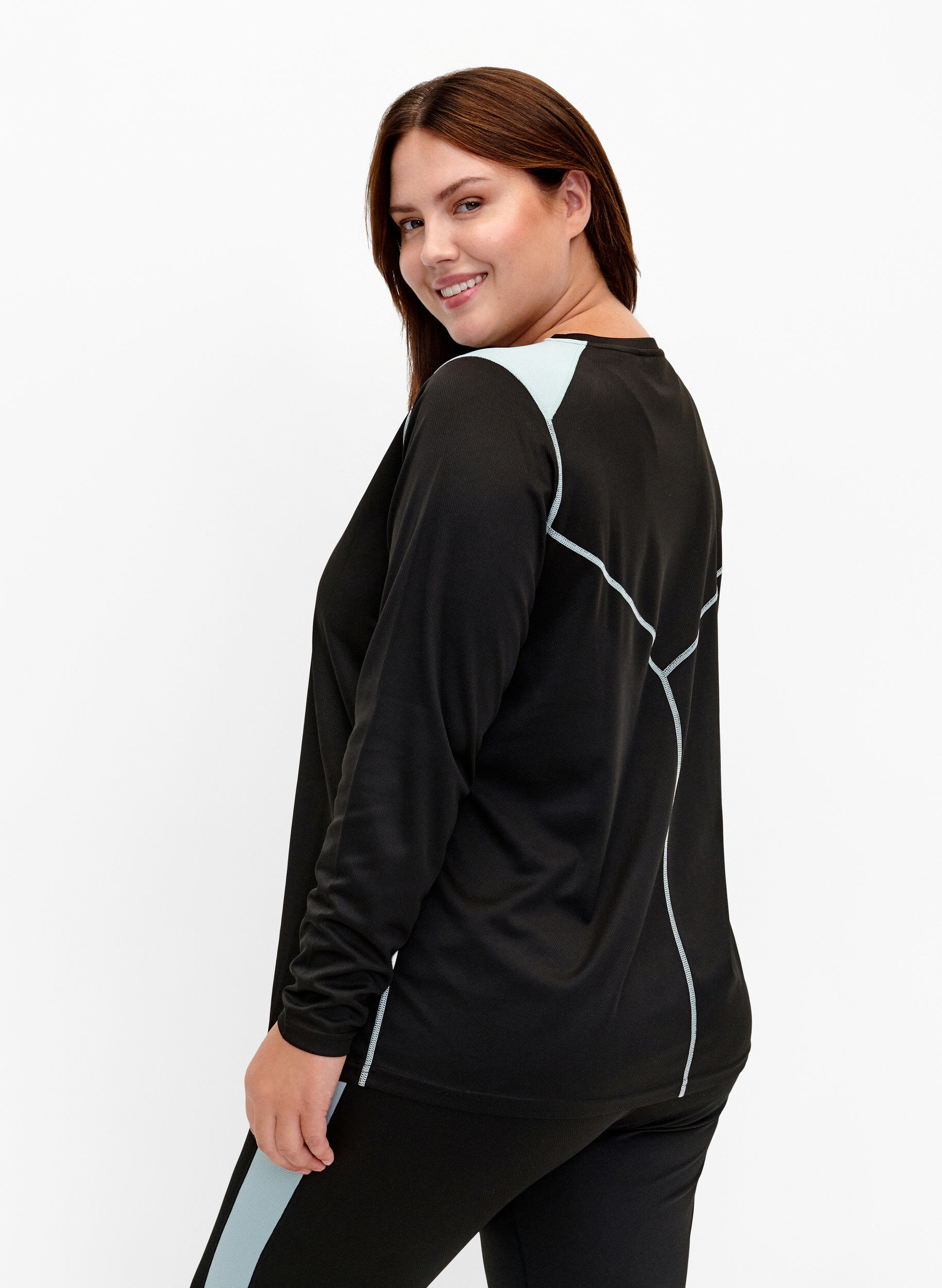 Zizzi Color block skiundertr&oslash;ye, Black w. Gray Mist, Model image number 1