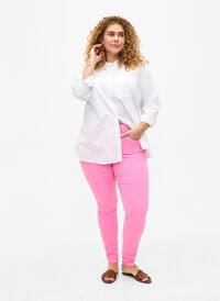 Amy jeans med høy midje og supersmal passform, Rosebloom, Model