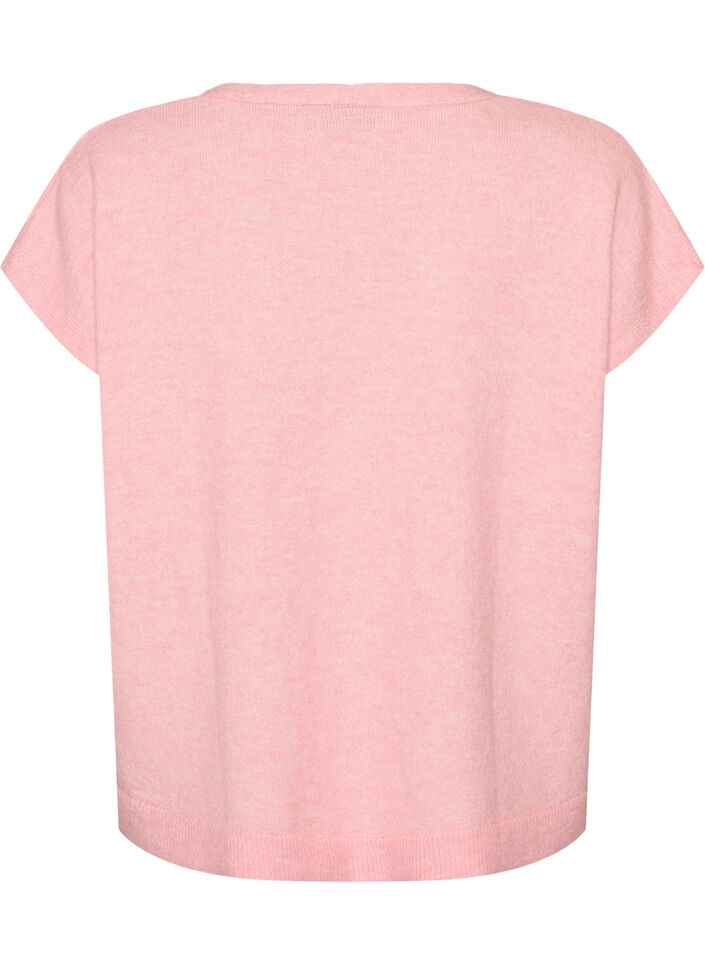 Strikkevest med V-hals og dekorative knapper, Rosa, Packshot image number 1