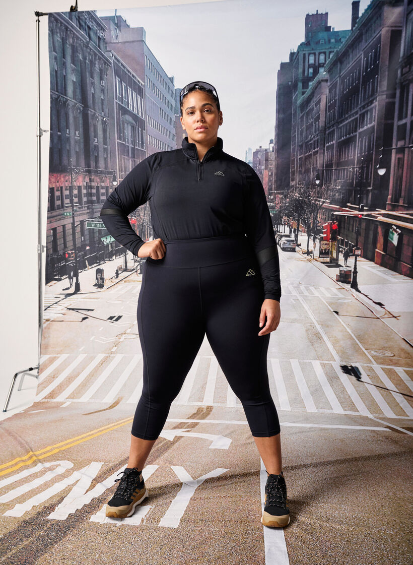 3/4-treningstights med lommer, Black, Image image number 0