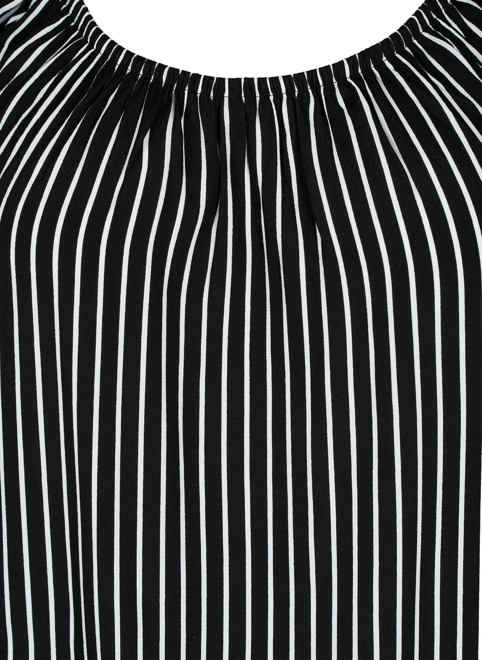 Zizzi Stripete viskosebluse med korte ermer, Black/ White Stripe, Packshot image number 2