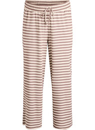 Stripete pyjamasbukser med høy midje og vide ben, Beige