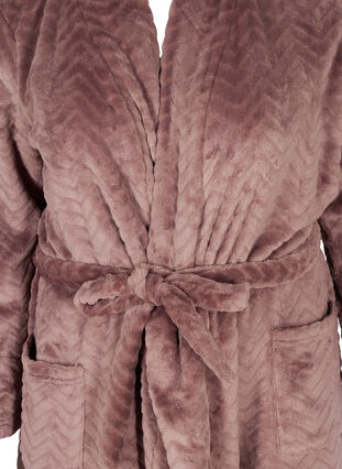 Korte mønstrete morgenkåpe med lommer, Rose Taupe, Packshot image number 2