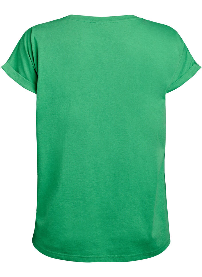 Kortermet T-skjorte i bomullsblanding, Grønn, Packshot image number 1