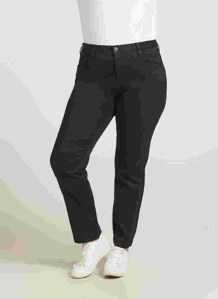 Slim fit Emily jeans med normal høyde i livet, Black, Model image number 1