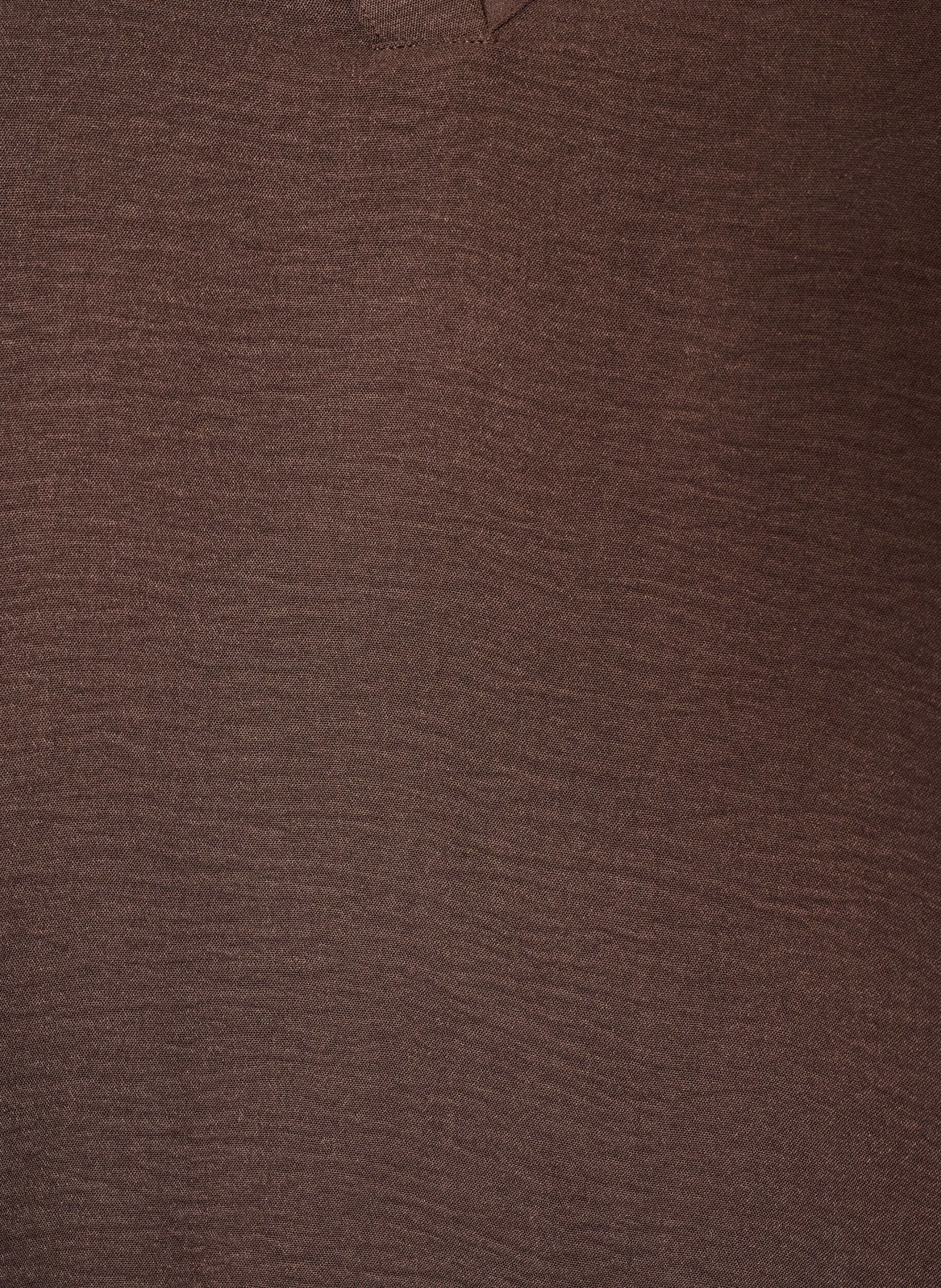 ZizziBluse med ballongsilhuett og V-hals, Brun, Packshot image number 2