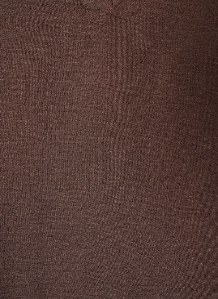 Bluse med ballongsilhuett og V-hals, Brun, Packshot image number 2