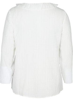 Bluse med volanger, Bright White, Packshot image number 1