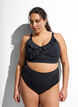 Ensfarvet bikinitruse med h&oslash;y midje, Svart, Model image number 0