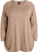 Strikkebluse med knapper i sidene, Beige, Packshot image number 0
