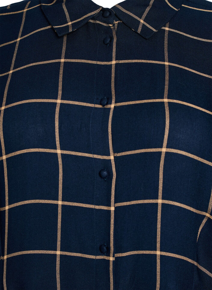 Lang rutete skjortekjole, Blue Beige Check, Packshot