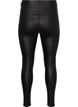 Zizzi Coated Amy jeans med glidelåsdetaljer , Svart, Packshot image number 1