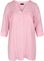 Skjorte med V-hals og lommer, Cameo Pink