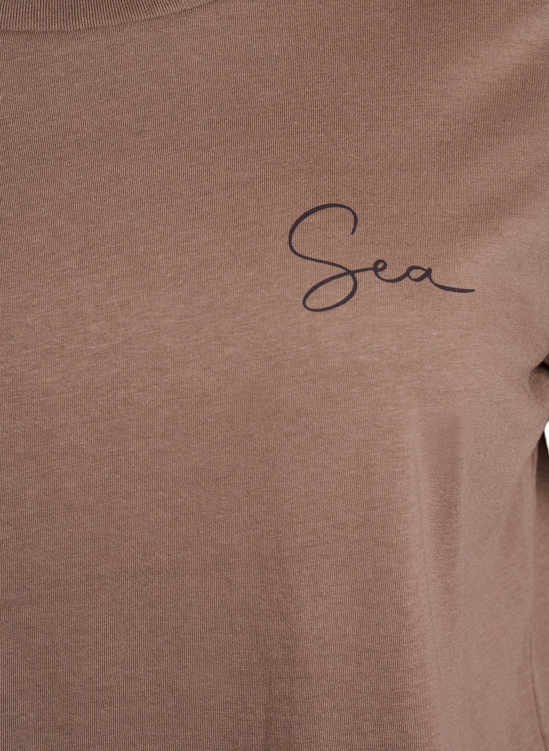 Zizzi T-skjorte med trykkdetaljer foran og p&aring; ryggen, Brun, Packshot image number 2