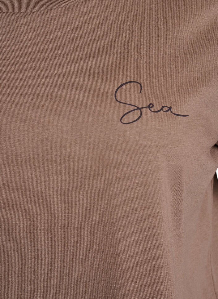 T-skjorte med trykkdetalj, Brun, Packshot image number 2