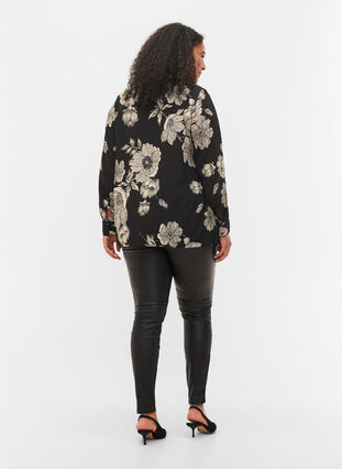 Zizzi Coated leggings, Black, Model image number 1