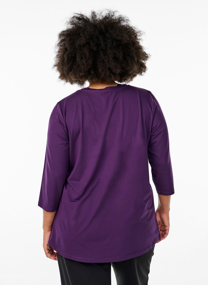 Treningsbluse med 3/4-ermer, Lilla, Model image number 2