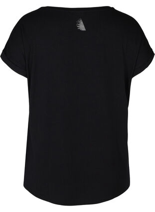 Kortermet T-skjorte med trykk til trening, Black, Packshot image number 1